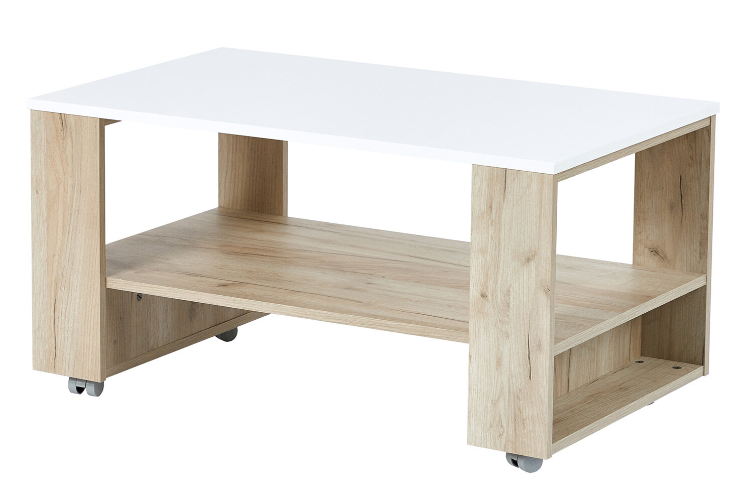 Журнальный стол Hoff Мартин, 90х47,2х55 см, цвет дуб серый Крафт, белый глянец