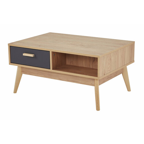 Журнальный стол SCANDICA Хортен, 85,8х42,8х59,2 см, цвет дуб натуральный светлый, графит