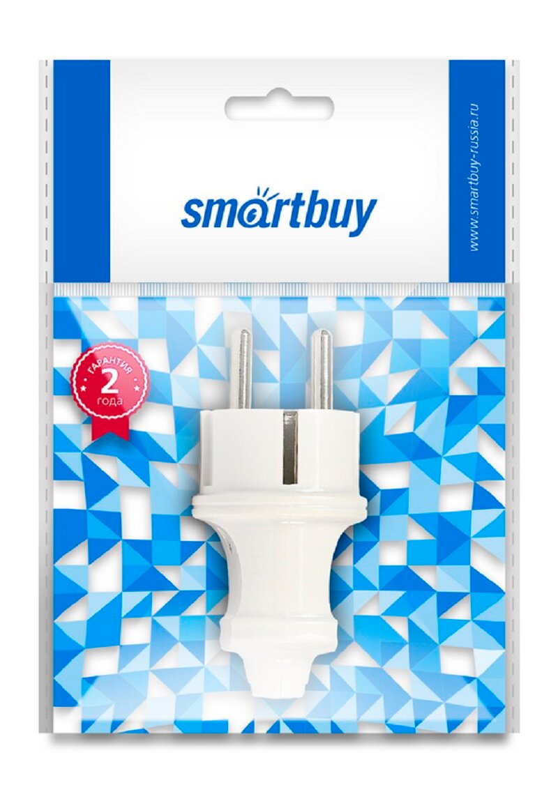 Вилка Smartbuy, прямая с заземлением белая 16А 250В (SBE-16-P01-w)