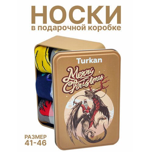 фото Носки turkan, 3 пары, размер 41-46, синий, черный, желтый