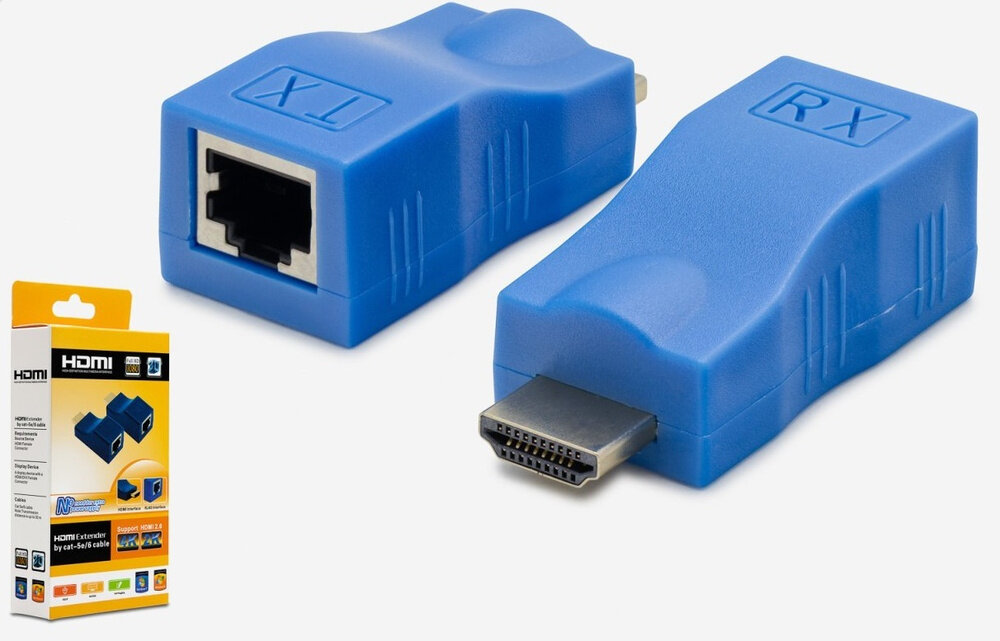 Удлинитель HDMI до 30 метров по витой паре Cat5e/6 UTP пассивный