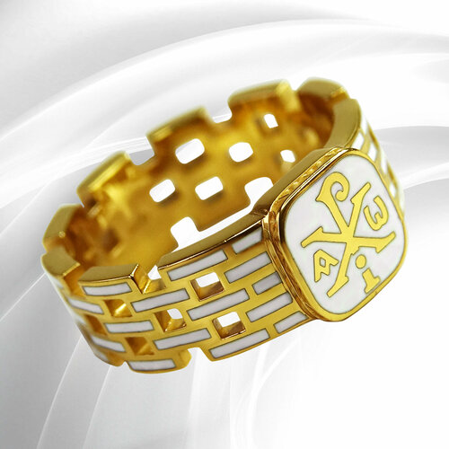 Перстень VitaCredo, серебро, 925 проба, золочение, чернение, эмаль, размер 21.5, золотой, серебряный