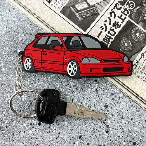 Брелок Resource Stickers для ключей, LADA, BMW, HONDA, TOYOTA / Resource Stickers, гладкая фактура, Honda, красный