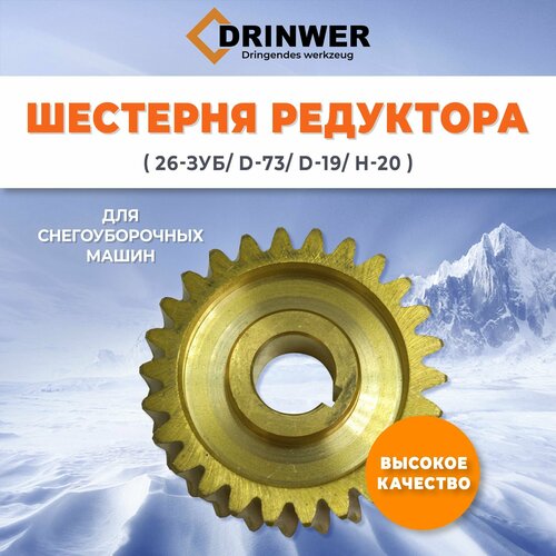 Шестерня редуктора снегоуборщика 26-зуб, d-73, под вал 19, h-20