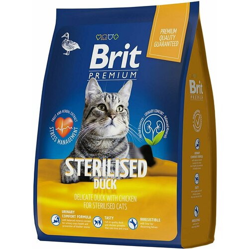 Brit Premium / Корм для стерилизованных кошек Brit Premium Duck Chicken с уткой и курицей 2кг 2 шт brit premium cat duck chicken полнорационный сухой корм для кошек с уткой 400 г