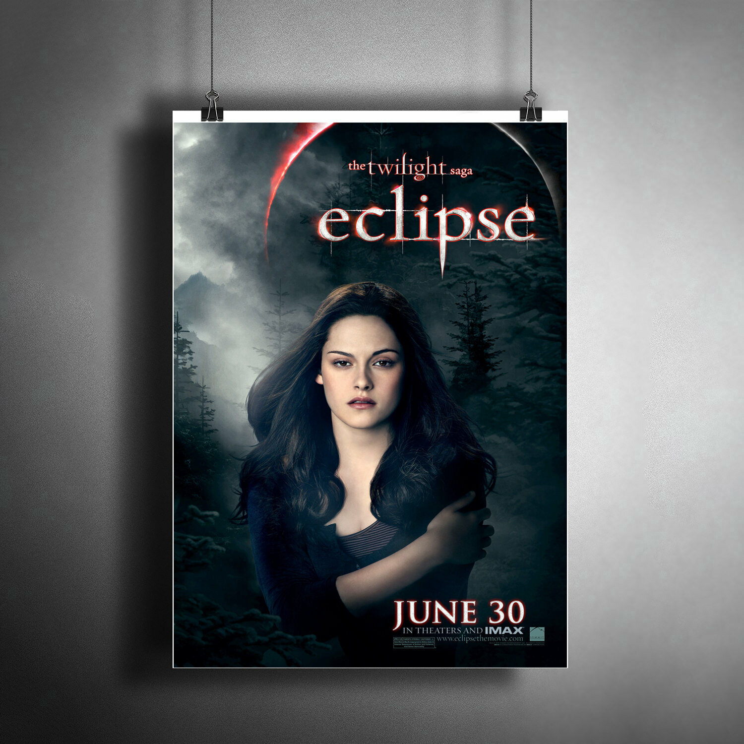 Постер плакат для интерьера "Фильм: Сумерки. Сага. Затмение. The Twilight Saga: Eclipse. Вампиры Бэлла и Эдвард" / A3 (297 x 420 мм)