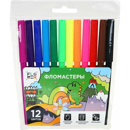 Набор фломастеров Flomik Премиум 12 цветов х3шт