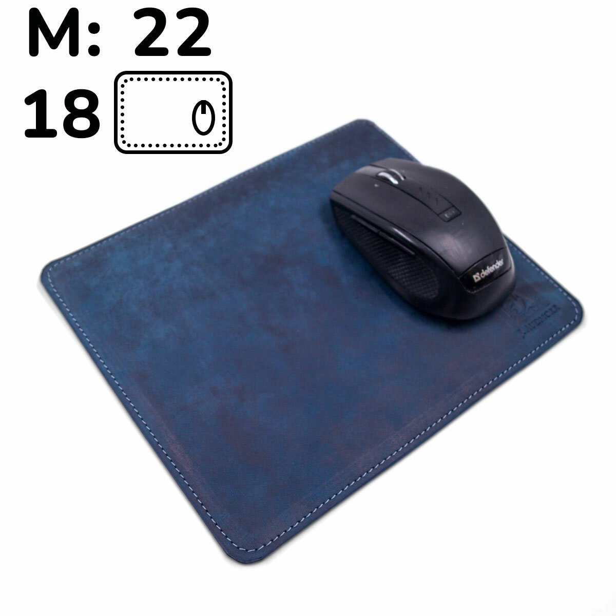 Коврик для мыши из натуральной кожи Audmorr J, NewPad Navy 18х22 см