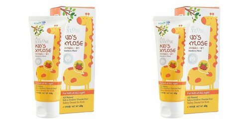 Зубная паста для детей Hanil, Xylose Kids Strawberry, с экстрактом клубники, 60 г, 2 уп