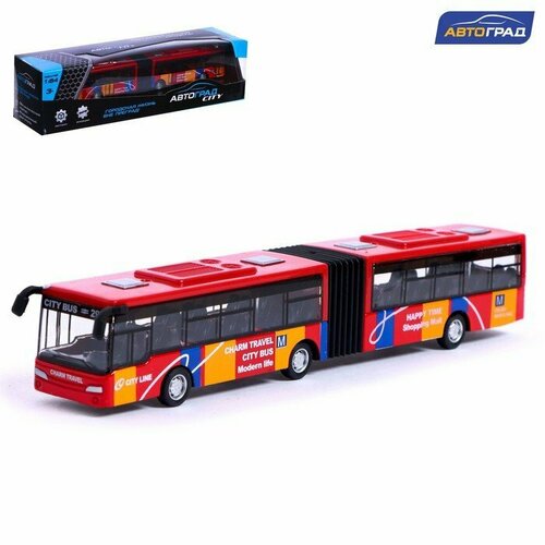 Автобус металлический «Городской транспорт», инерционный, масштаб 1:64, цвет красный (комплект из 3 шт)