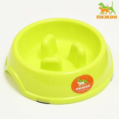 Миска пластиковая медленное кормление18 х 18,5 х 5,5 см, зелёная (комплект из 11 шт) одинарная миска для собак для более медленного поедания magnus slow l пластик 1 5 л