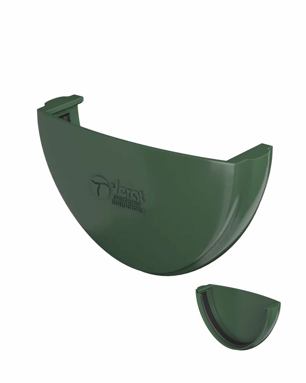 фото Заглушка жёлоба водосточной системы VERAT 125мм, цвет зеленый RAL6005