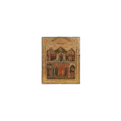 Икона БМ Покров 18х22 19 век #168997