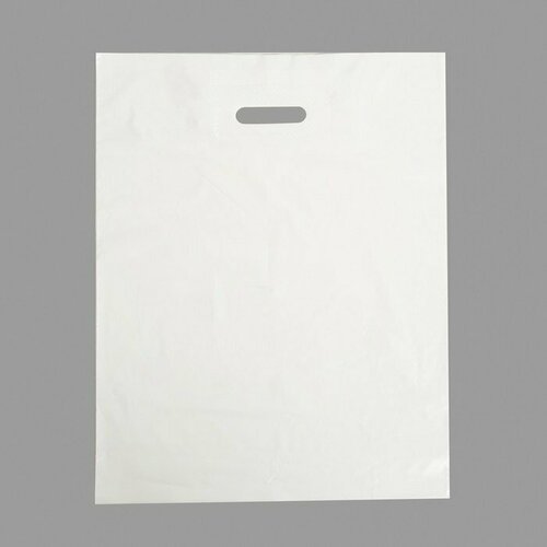 Пакет полиэтиленовый с вырубной ручкой, Белый 30-40 См, 70 мкм (комплект из 100 шт)