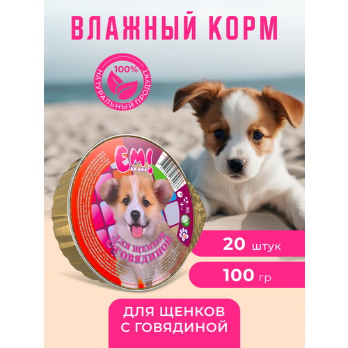 Влажный корм для собак Ем До Дна Для щенков с говядиной 20 шт Х 100 г 918₽