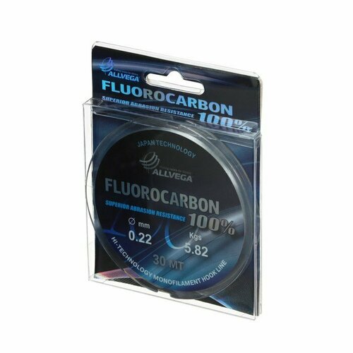 фото Леска монофильная allvega fx fluorocarbon 100%, диаметр 0.22 мм, тест 5.82 кг, 30 м, прозрачная (комплект из 2 шт)