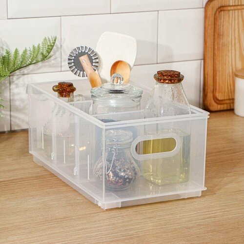 Контейнер для хранения без крышки ROLLY, 5 л, 16,8×30,5×12,9 см, прозрачный (комплект из 3 шт) бесцветный, прозрачный