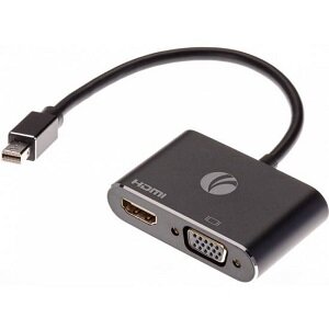 Кабель-переходник miniDisplayPort(M) ---> HDMI(F)+VGA(F)4K@30Hz VCOM Allum shell