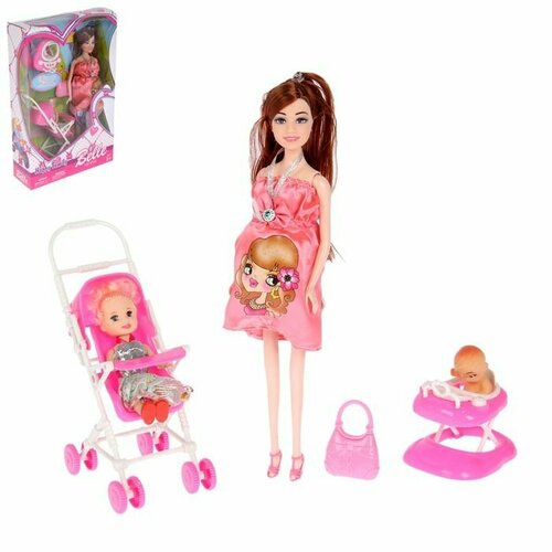 Кукла-модель беременная «Лиза» с малышкой, коляской и аксессуарами, микс кукла модель с коляской и куклой малышкой