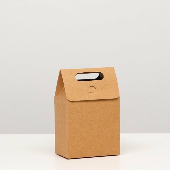 Коробка-пакет с ручкой, крафт, 15 х 10 х 6 см (комплект из 55 шт)