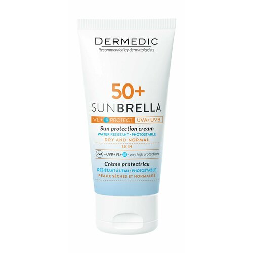 Солнцезащитный крем для тела Dermedic Sunbrella Sun Protection Cream SPF 50+ dermedic солнцезащитный крем для чувствительной кожи spf 50 sun protection cream sensitive skin 50 мл dermedic sunbrella