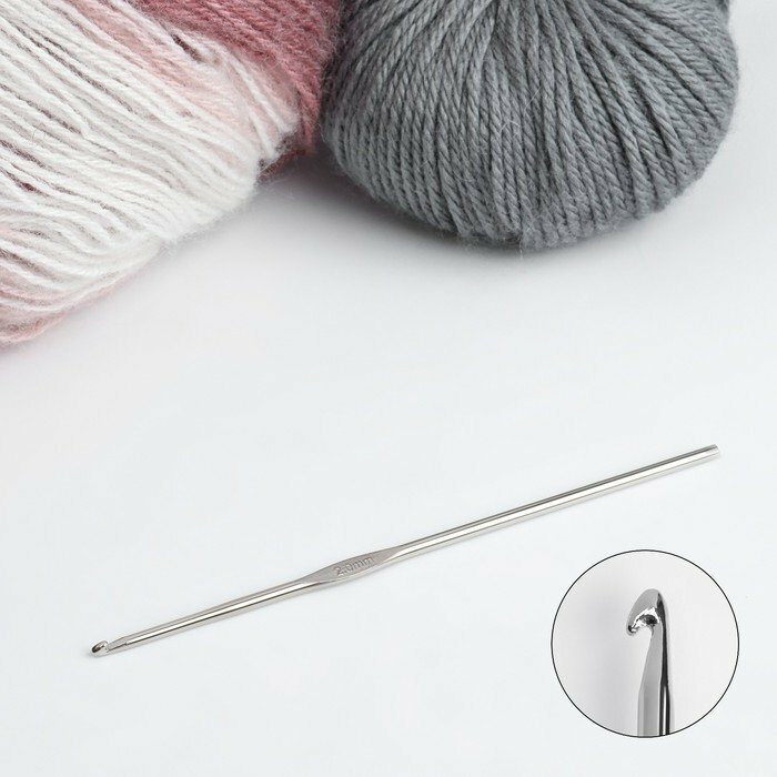 Крючок для вязания, железный, d = 2 мм, 12,5 см (комплект из 80 шт)
