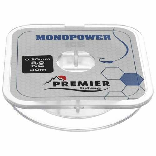 Леска PREMIER fishing MONOPOWER ICE, диаметр 0.30 мм, тест 8 кг, 30 м, нейлон, прозрачная (комплект из 14 шт)