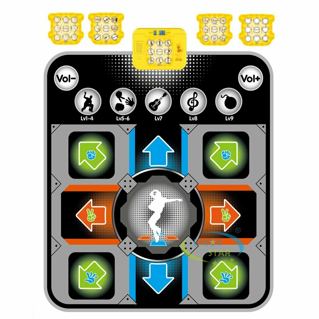 Танцевальный коврик для детей 2-12 лет - 8 кнопок, 7 режимов игры с Bluetooth и встроенным