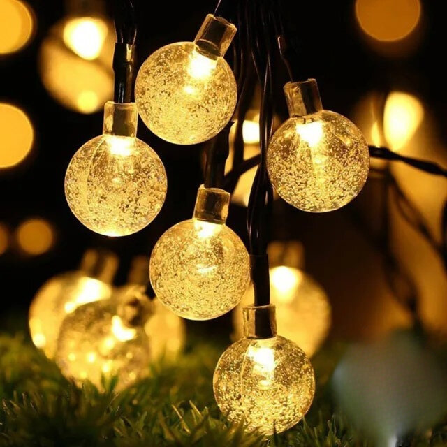 Гирлянда уличная светодиодная, гирлянда шарики, тепло белый, новогодняя гирлянда на елку, 10 метров, 100 светодиодов, соединяемая