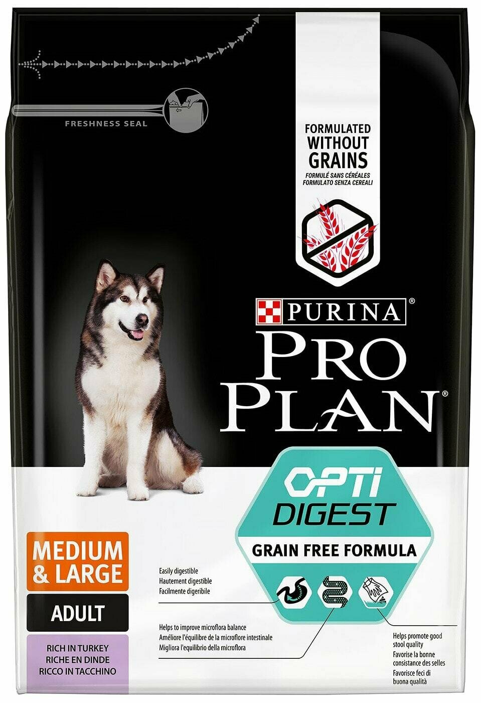 Pro Plan / Сухой корм для собак Pro Plan Optidigest Medium&Large Adult Grain Free Formula с индейкой 2.5кг 2 шт