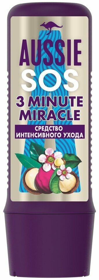 Aussie / Средство для волос Aussie SOS 3 Minute Miracle Интенсивный уход Спасите мои длинные волосы 225мл 3 шт