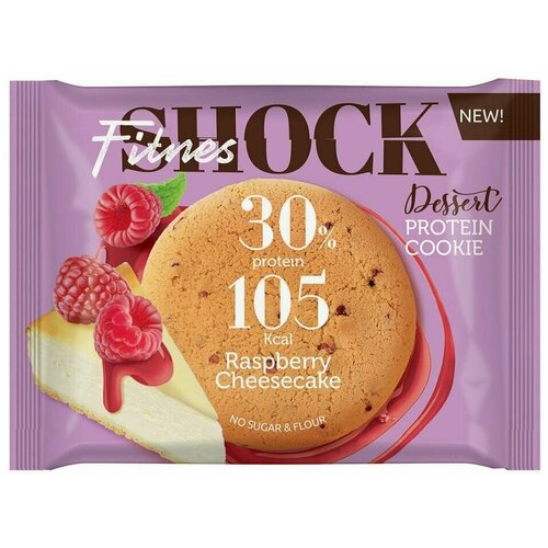 Печенье протеиновое FitnesShock Малиновый чизкейк 35г печенье протеиновое fitnesshock raspberry cheesecake 1 мл