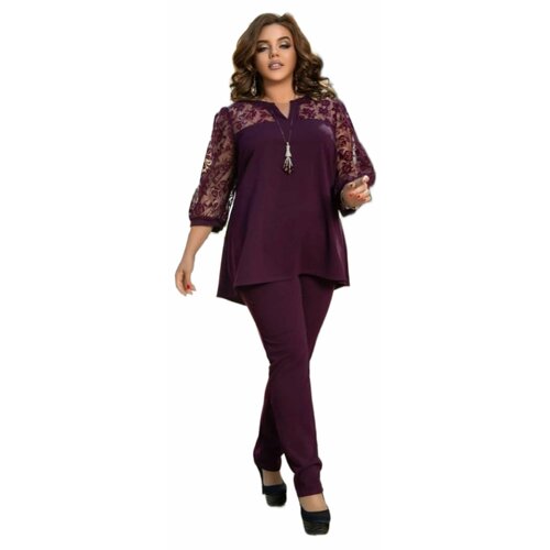 фото Костюм, размер 58, бордовый нет бренда