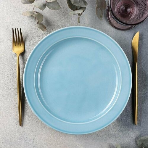 Тарелка мелкая «Акварель», d=24 см, цвет голубой (комплект из 6 шт)