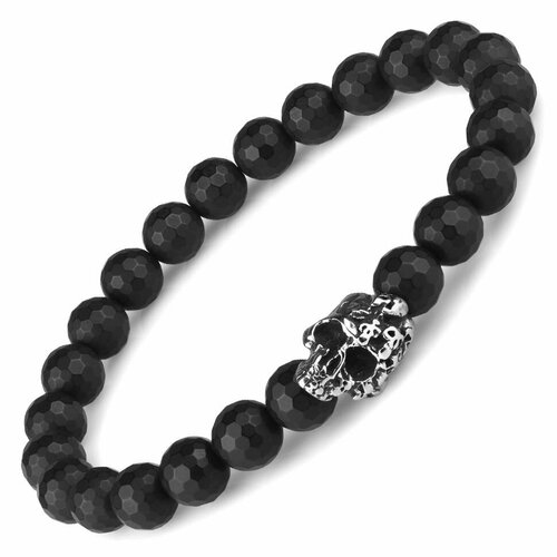 фото Браслет everiot, агат, размер 17 см, черный