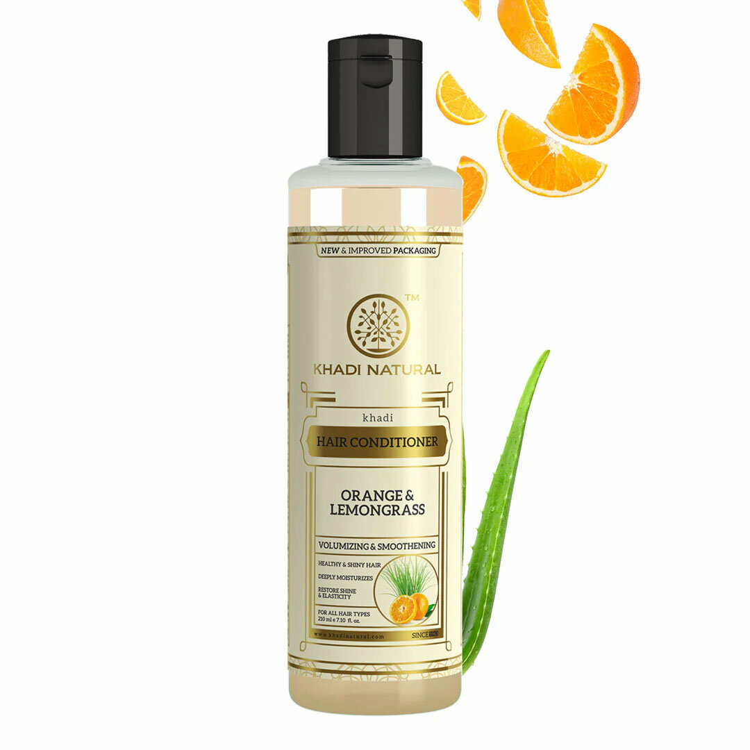 Кондиционер для волос Апельсин и Лемонграсс Кхади Натурал (Khadi Natural Orange & Lemongrass) для вьющихся волос, для придания блеска 210мл