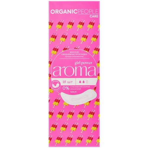 Прокладки Organic People Girl Power ежедневные ароматизированные Aroma Maxi 18шт х3шт