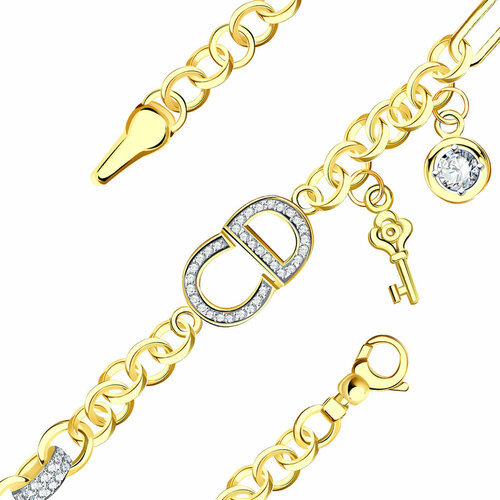 фото Браслет diamant online, золото, 585 проба, фианит, длина 18 см.
