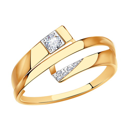 фото Кольцо diamant online, золото, 585 проба, фианит, размер 18, бесцветный