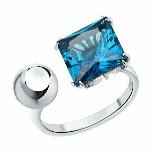 фото Кольцо diamant online, серебро, 925 проба, топаз, размер 18, голубой