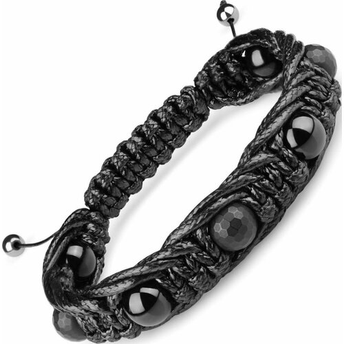 фото Браслет everiot, агат, размер 19 см, черный