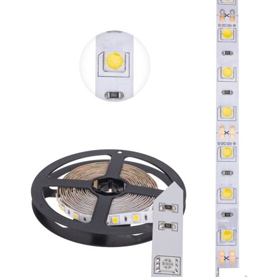 Светодиодная лента Lamper 12В  SMD5050  14 4Вт м  60 LED м  4000К  10мм  3м  для БП с клеммами  IP20  141 2023 