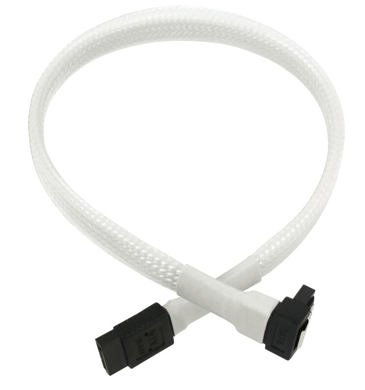 Кабель SATA Nanoxia SATA3 (6Gb/s) Cable 60см, угловой разъем, белый NXS6G6W