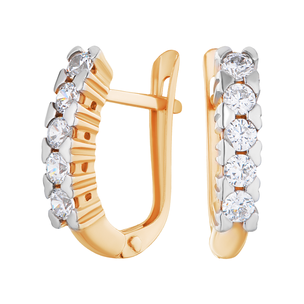 Серьги конго Ювелир Карат, серебро, 925 проба, золочение, фианит