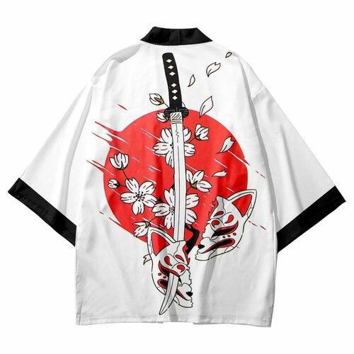 фото Карнавальные костюмы кардиган шелковый оверсайз кимоно накидка хаори катана маска аниме японский стиль размер xl (175-190) vlasov