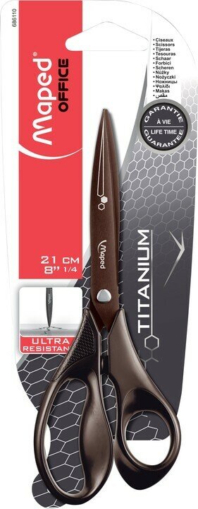 фото Ножницы 21 см MAPED EXPERT TITANIUM 3D, сверхпрочные с титановым покрытием, ассимметричные, в блистере
