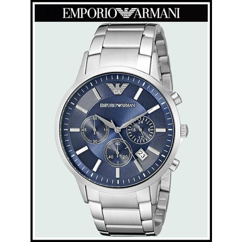 фото Наручные часы emporio armani renato d4496z, серебряный, синий