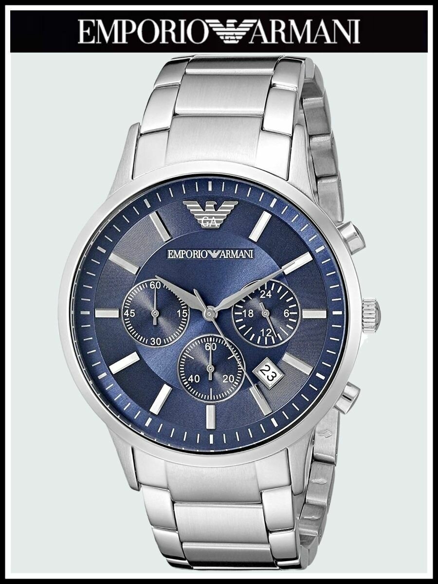 Наручные часы EMPORIO ARMANI Renato D4496Z, серебряный, синий