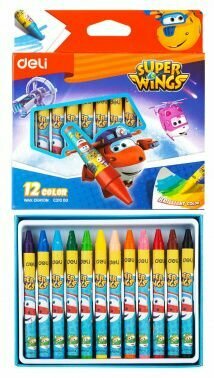 Разное Deli Восковые мелки Super Wings 12цв. картон. кор./европод.