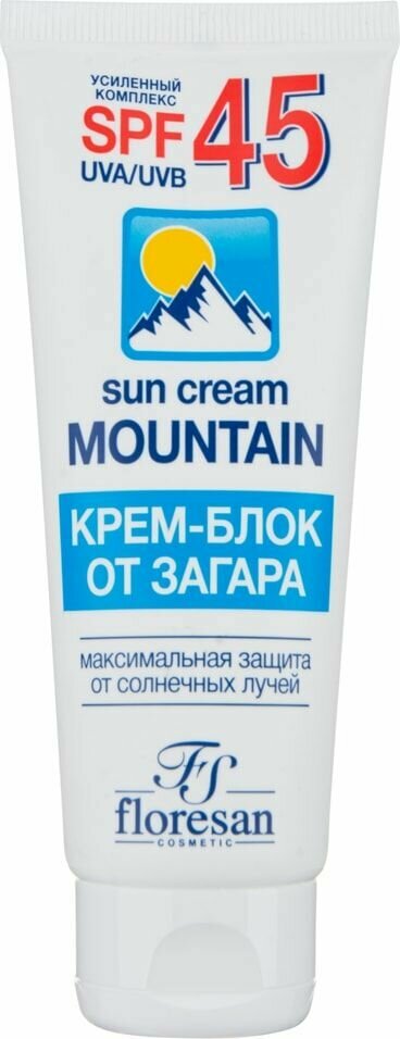 Крем от загара Floresan, Защита от солнца, водостойкий, специально для гор, SPF 45, 60 мл, 2 шт.